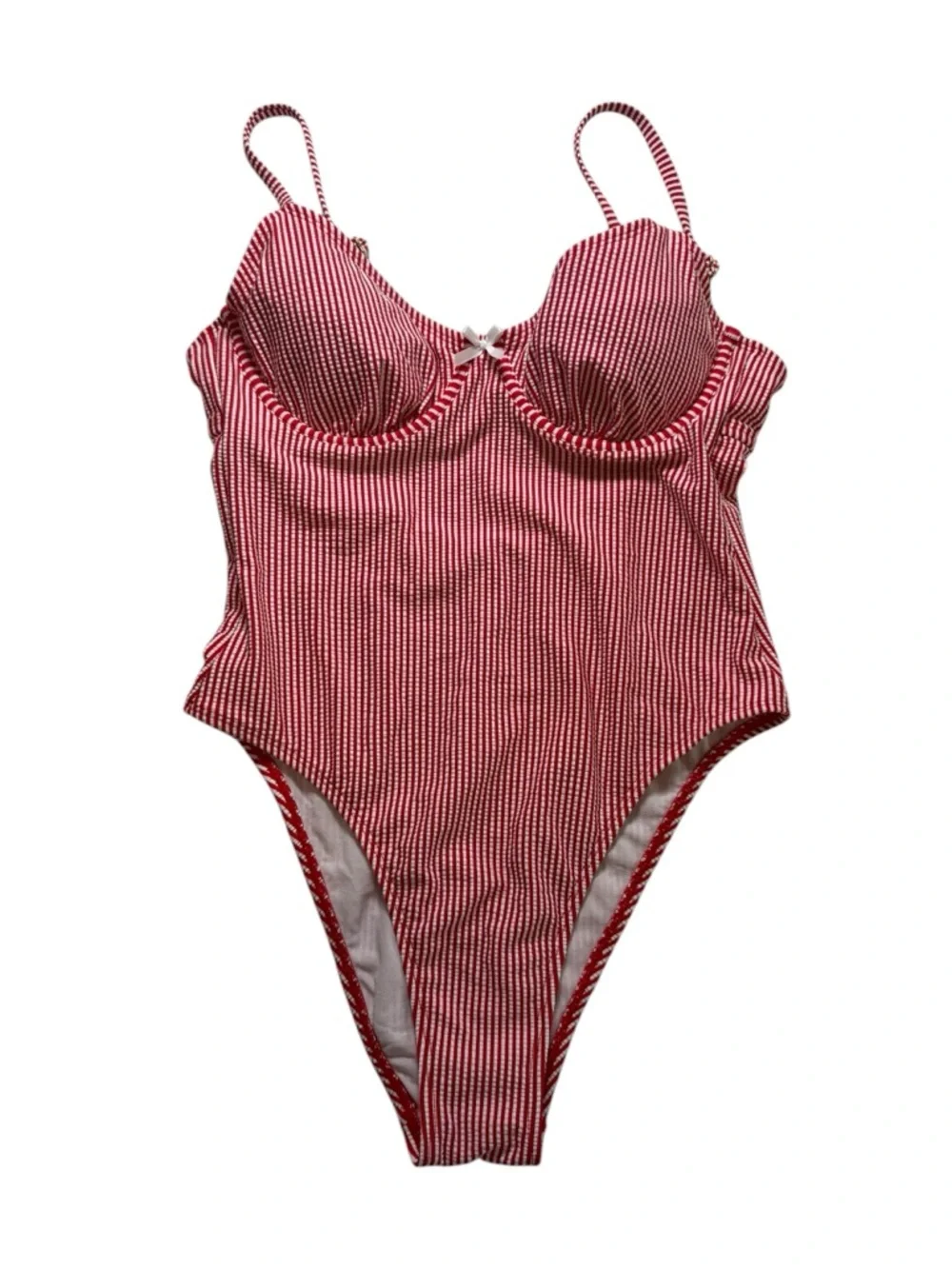No Boundaries Red and White Striped One-Piece Swim - Picture 5 of 7